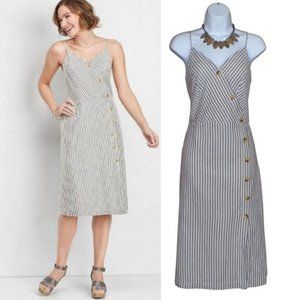 Maurices Stripe Button Front Wrap Dress M